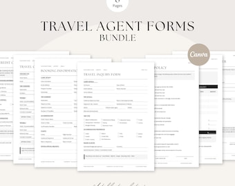 Travel Agent Forms, Travel Agent Business Forms Bundle, Travel Agency Inquiry Booking Form, CANVA