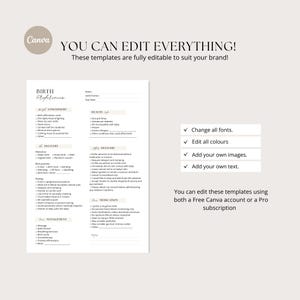Puede incluir: Una plantilla de preferencias de nacimiento, con secciones para ambiente, parto y manejo. El texto "YOU CAN EDIT EVERYTHING!" est&aacute; en la parte superior, junto con el logotipo de Canva. La plantilla es totalmente editable.