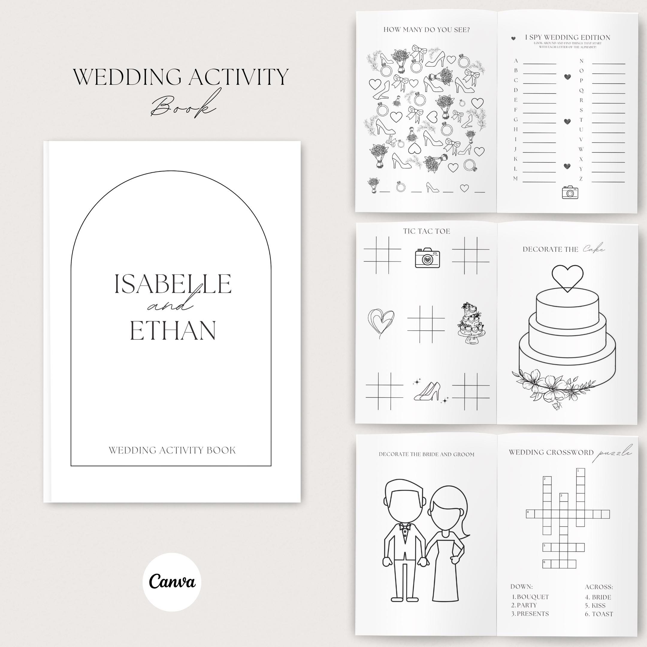 Wedding Coloring Book Template, Wedding Activity Book for Kids,Printable Wedding Coloring Book, Table Wedding Coloring Pages, Canva Template