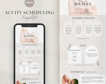 Acuity Scheduling Template, Nail Tech Acuity Scheduling Template, Nail Tech Branding, DIY Acuity Template, Website Template, Canva.