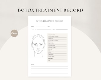 Botox Treatment Record, Treatment Record, Patient Record, Nurse Injector, Injectables Form