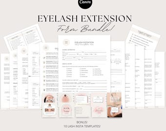 Eyelash Extension Forms bundle – editable | Lash Consent Form | Eyelash Aftercare Cards | Editable Esthetician Forms | Beauty Salon Forms.
