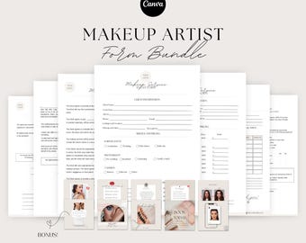 Modello di contratto per truccatore, Contratto di truccatori, Contratto di trucco da sposa, Pacchetto di moduli per servizi di trucco, Contratto MUA, MODELLO CANVA