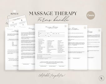 Massage Therapy Form| Massage Intake Form | Massage Aftercare | Massage Consent Form Massage Consultation | Spa Forms
