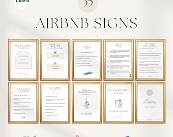 Airbnb Sign Bundle, Airbnb Template, Airbnb Welcome Sign, Airbnb Signs, Airbnb Guest Welcome Book Template, Airbnb Host - Editable, Canva