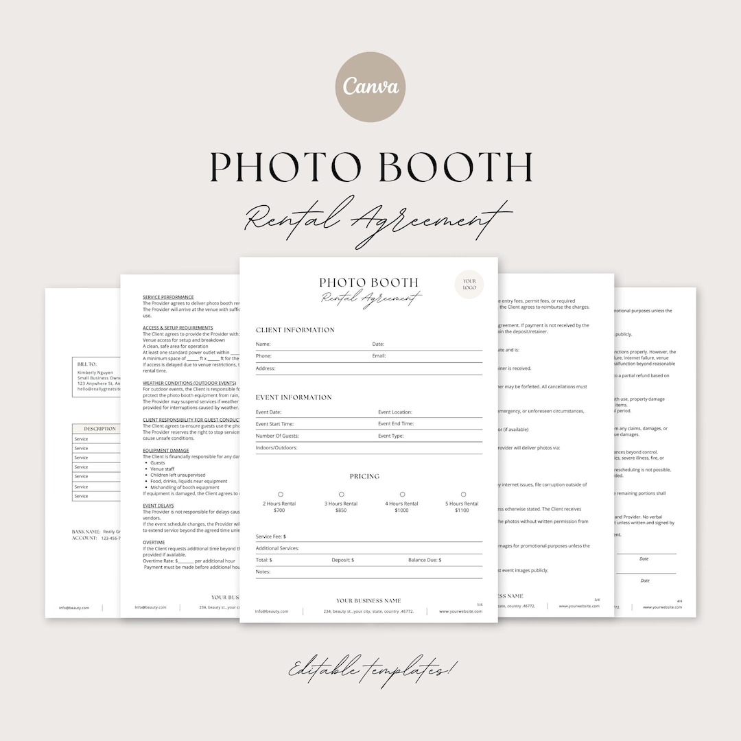 Professional Photo Booth Contract | Event Booth Rental Agreement ...