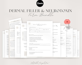 Botox Dermal Filler Consent Intake Form Templates, Professional Esthetician Forms, Client Medical Form Sculptra Neurotoxin, Editable