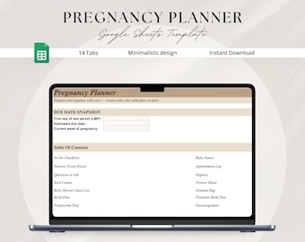 Digital Pregnancy Planner - Google Sheets Template | Birth Plan Template |  New Mom | Pregnancy Journal Pregnancy Calendar | Pregnancy Book