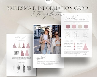 Will You Be My Bridesmaid Card, Editable Bridesmaid Information Card, bridesmaid proposal card template, bridesmaid info card, bridesmaid.