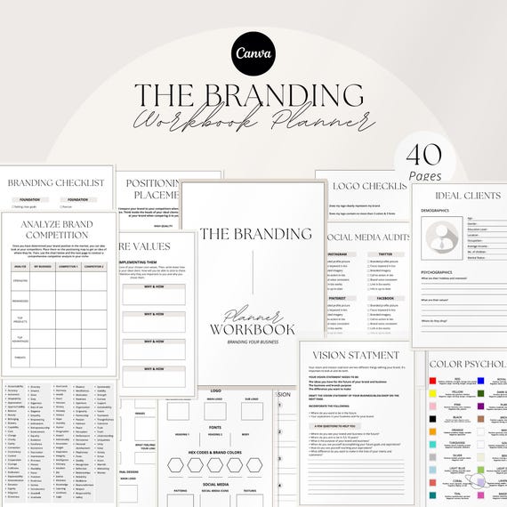 Branding Planner & Workbook Canva Template | Brand Strategy | Business branding | Small Business Plan | Business Planner | Branding Template