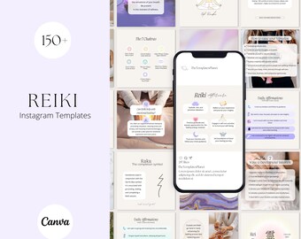 Reiki Instagram templates, Reiki Social Media posts, Reiki Business marketing, Spiritual Posts, Energy Healing, Reiki posts, Chakra Guide