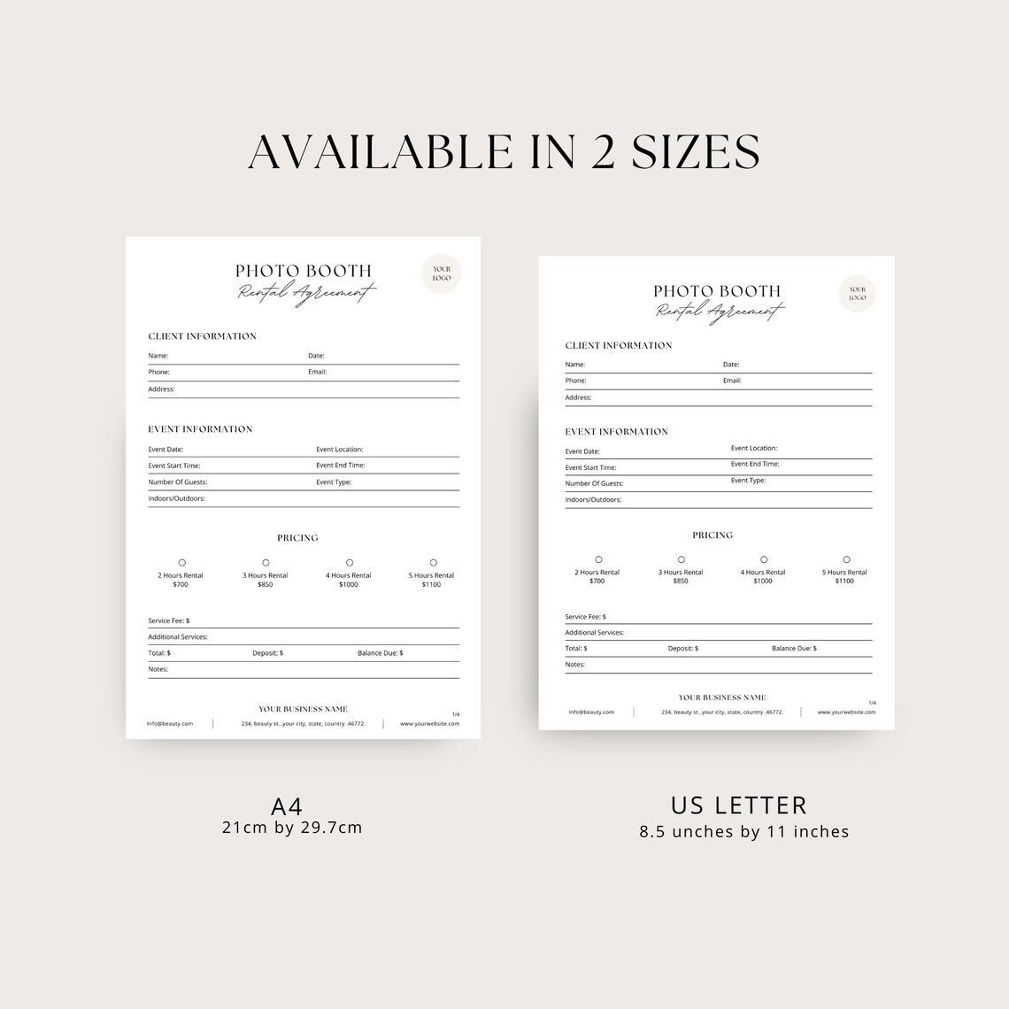 Professional Photo Booth Contract | Event Booth Rental Agreement ...