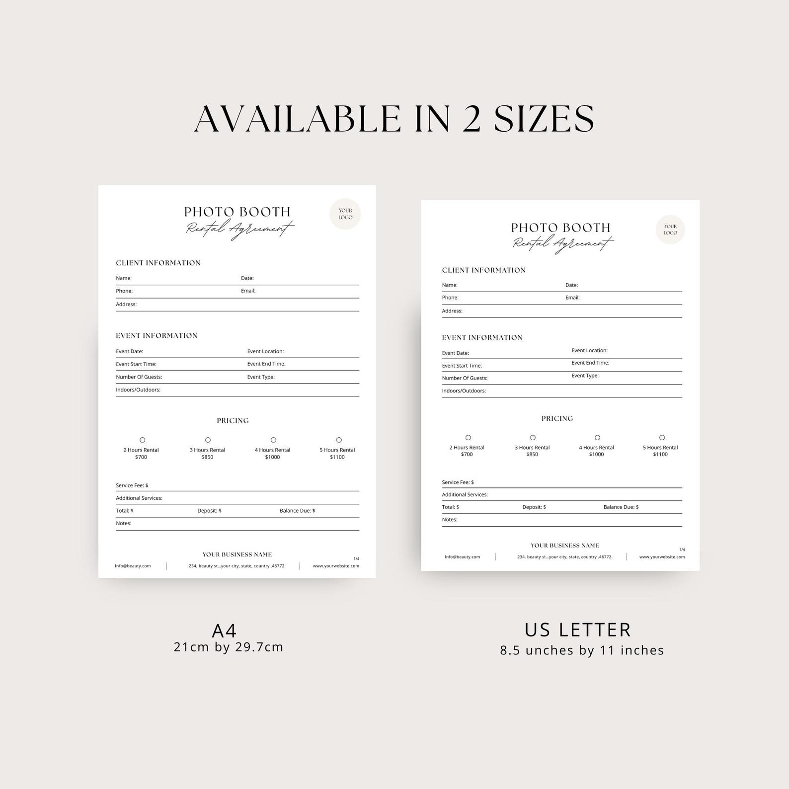 Professional Photo Booth Contract | Event Booth Rental Agreement ...