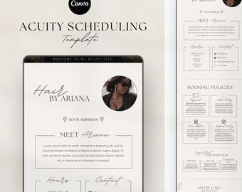 Hair Stylist Acuity Scheduling Template | Acuity Scheduling Template | Hair Stylist Website | Hair Stylist Branding | Canva Template