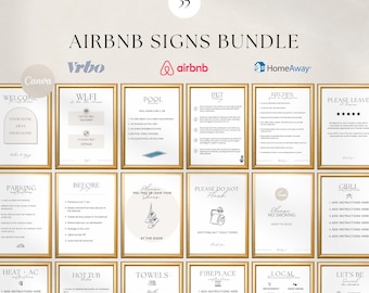 Airbnb Sign Bundle, Airbnb Template, Airbnb Welcome Sign, Airbnb Signs, Airbnb Guest Welcome Book Template, Airbnb Host - Editable, Canva