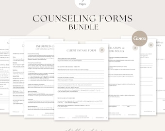 Counseling Intake Form | Informed Consent for Counseling and Psychotherapy | Mental Health Intake Form Template | Printable & Editable,Canva
