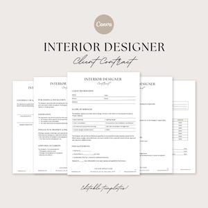 Interior Designer Client Contract, Client-Designer Agreement Template, Interior Design Services Agreement,Interior Decorating Contract Forms
