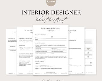 Interior Designer Client Contract, Client-Designer Agreement Template, Interior Design Services Agreement,Interior Decorating Contract Forms