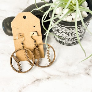 Baseball Earrings *Nickle Free* Stained - Laser Cut Wood