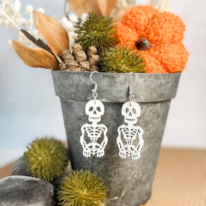 Halloween Earrings *Nickle Free* Skeleton - Wood Laser Cut Earrings