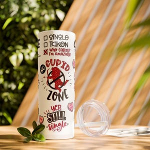 Valentine-themed Skinny Tumbler with Straw, 20oz