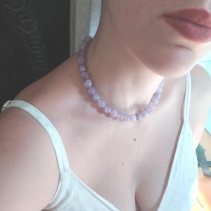 Naszyjnik z ametystem 8 mm | Biżuteria z kamieniem szlachetnym narodzin lutego | Srebro próby 925 | Naszyjnik typu choker 41,5 cm | Zapięcie Cartier | Prezent dla niej