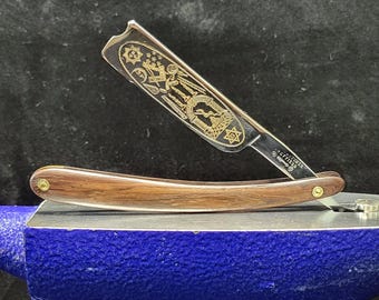 Vintage Wade & Butcher Straight Razor, Masonic (Shave Ready, Custom Scales)