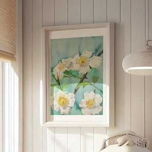 Fine Art Print Watercolor - Cherokee Rose Flower.