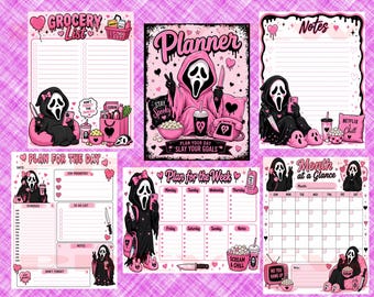 Horror Slasher Planner Pages: Ghost Themed Printable (PNG Format)
