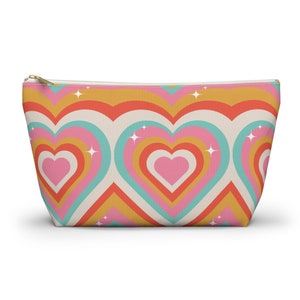 Radiant Heart Accessory Pouch: 90s Style Makeup Bag image 1