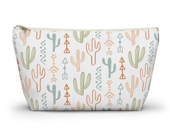 Pochette cadeau cactus, cadeau trousse de toilette western, cadeau pour amoureux de la campagne, trousse de maquillage bohème chic, pochette d'accessoires pour amateur de cactus, pochette sur le thème du désert