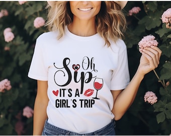 Mädchen Reise Shirt, lustiges freches Mädchen Reise Shirt, Weinliebhaber, passende Freunde Reise Shirt, Damen Urlaubs Shirt, Freunde Kurzurlaub Shirt