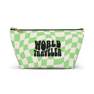 World traveler accessory bag, Travel cosmetic bag, globetrotter gift, getaway cosmetic bag, matching family pouch, airplane essentials bag