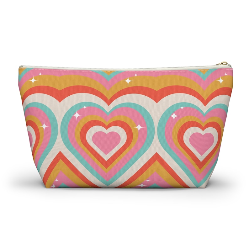 Radiant Heart Accessory Pouch: 90s Style Makeup Bag image 4