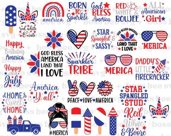 30 4th of July SVG Bundle, July 4th png, Fourth of July svg, America svg, USA Flag svg, Patriotic, Independence Day Shirt, Cut File Cricut