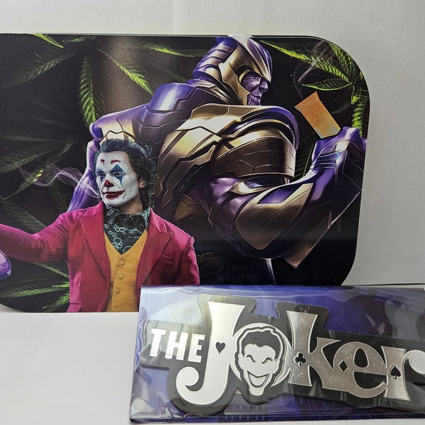 The Joker from Batman and Thanos (Medium size) Rolling Tray with Magnetic Top Gift Set