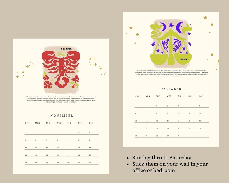 2024 Horoskop-Kalender A4 zum selbst ausdrucken - Etsy.de