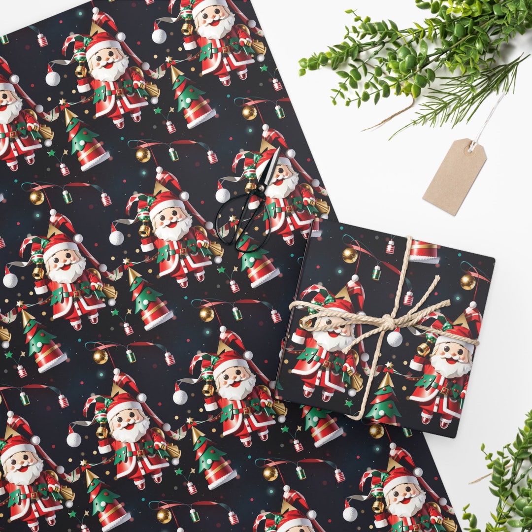 xmas-wrapping-paper-santa-wrapping-paper-black-christmas-etsy