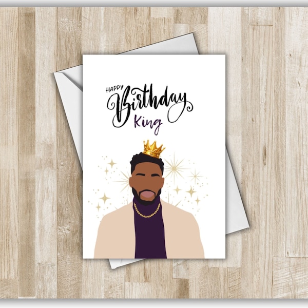 Black Man Birthday Card, Black Greeting Card, Birthday Card For Him, Ethnic Cards, Cards For Black People, Black Dad, Card For Husband, King