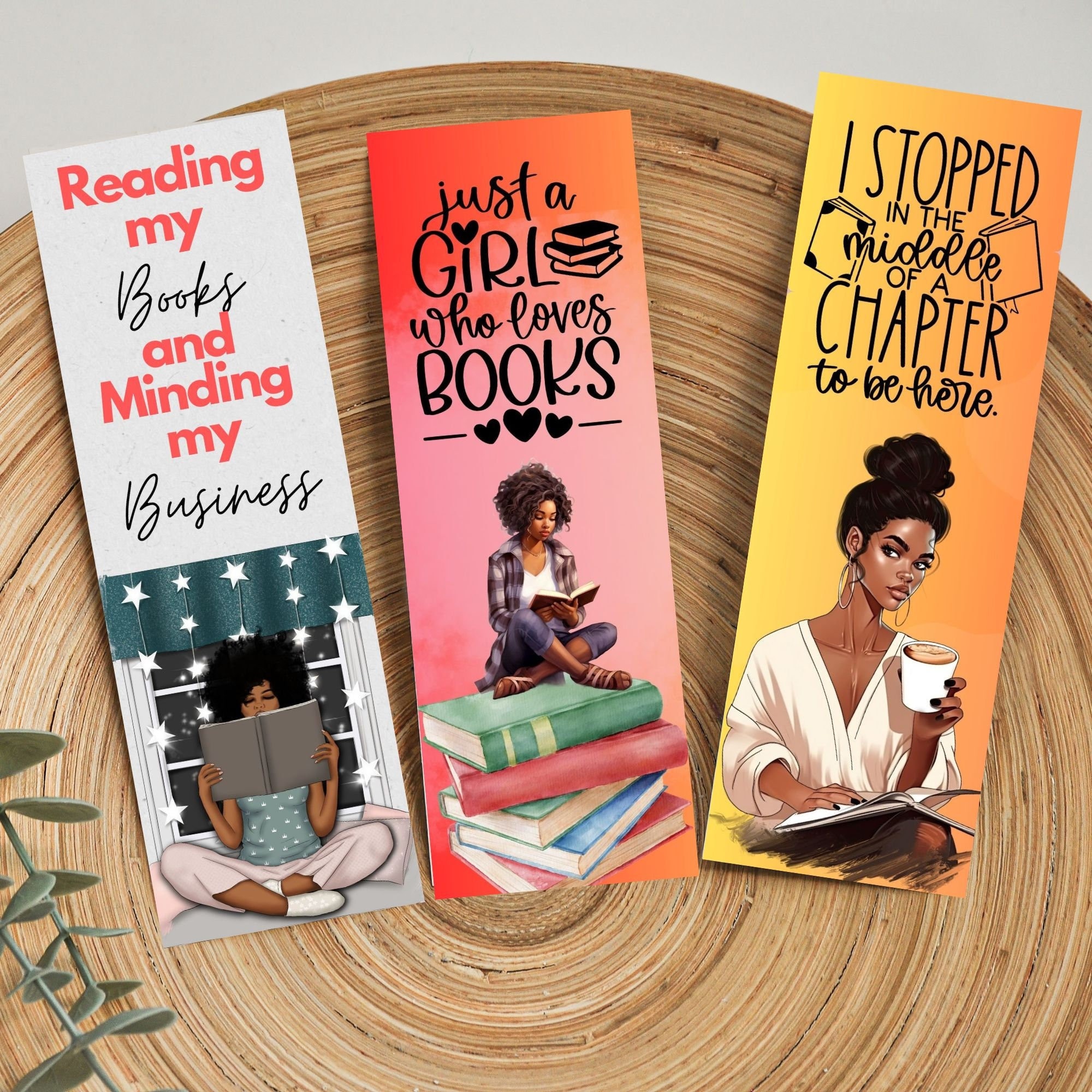 3 Black Girl Bookmarks, African American Bookmarks, Black Readers Gift