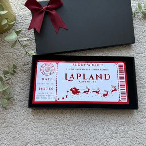 Lappland Überraschungsreise, Gefälschte Bordkarte, Flugticket, Personalisierte Folie Andenken, Weihnachtsgeschenk, Reisegutschein, Santas Werkstatt