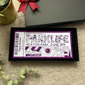 Festival Ticket Geschenk, personalisiertes foliertes Andenken, personalisierter Event-Gutschein, Geburtstagsüberraschung, Weihnachtsgeschenkkarte, Musik, Gig, Band