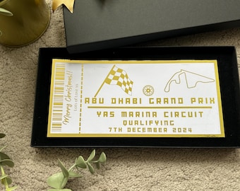 Personalized Grand Prix Foiled Ticket Keepsake, Custom Event Gift
