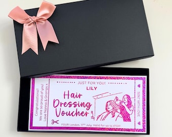 Hair Dressing personalisierte folierte Gutschein, individuelle Überraschungsgeschenk