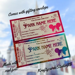 Disney Park Surprise Ticket, Disneyland Paris Ticket, Personalised Birthday, Christmas Gift, Family Trip Present, Disneyland Paris