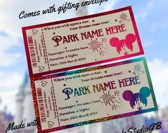 Disney Park Surprise Ticket, Disneyland Paris Ticket, Personalised Birthday, Christmas Gift, Family Trip Present, Disneyland Paris