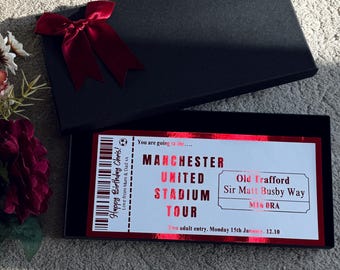 Football Stadium Tour, Any Personalised Foil Ticket, Luxury Keepsake Ticket, Custom Event Ticket, Surprise, Football Gift, Fathers Day Gift