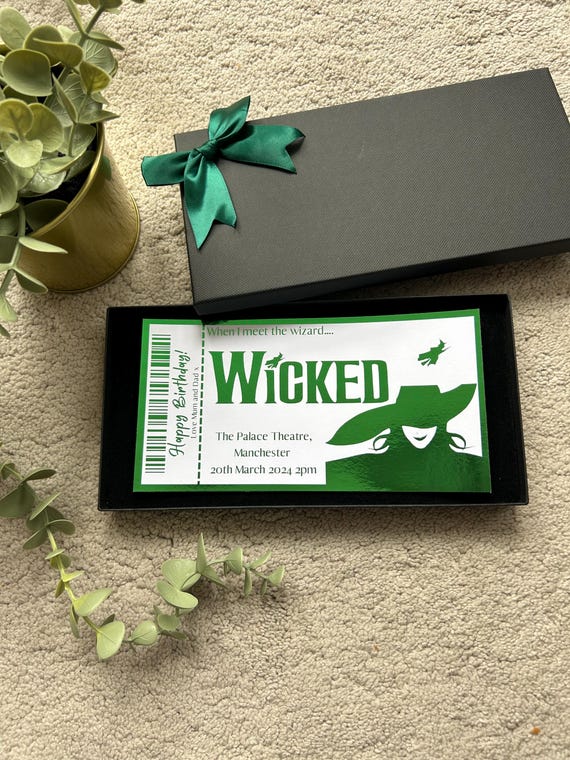 Personalised Foiled Theatre Ticket Present, Musical Keepsake, Custom Event Voucher, Birthday Surprise, Christmas Gift, for Mum, Wife, Sister