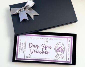Spa Day personalisierte folierte Gutschein, personalisiertes Überraschungsgeschenk