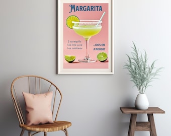 Levendige Margarita Monday Wall Art Print - felgroene cocktail met limoen - Instant Download for Fun Home Decor